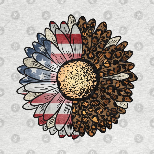 Patriotic Sunflower with Leopard Print by SusanTurpinDesign